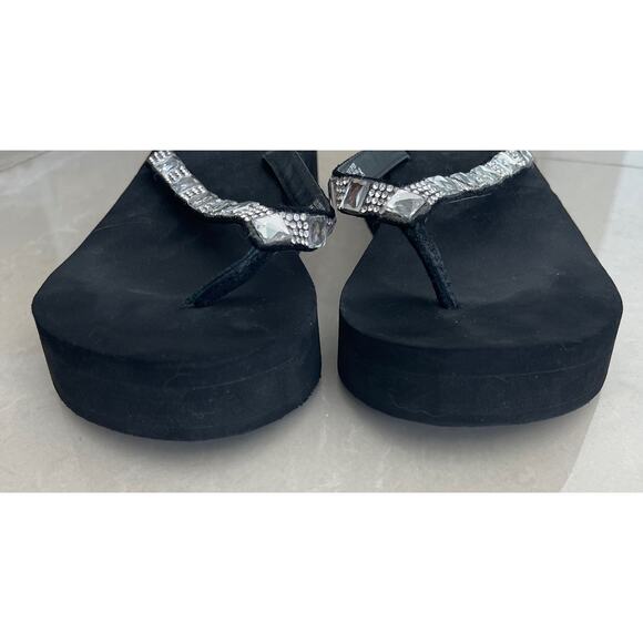 Yellow Box Sabbi Crystal Rhinestone Flip Flops Wedge Sandals Womens 8M - Picture 4 of 12